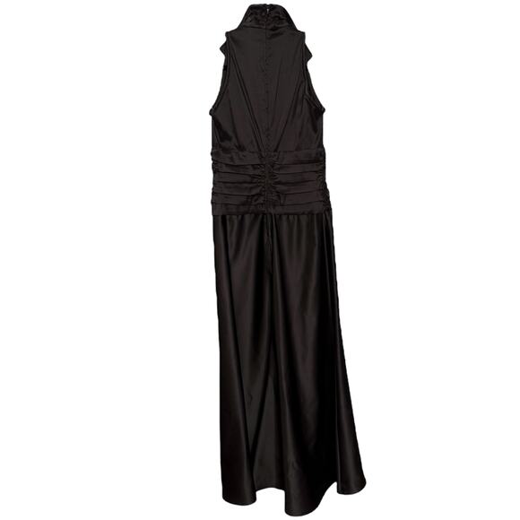 Vintage Tadashi Size 4 Sleeveless Collared Formal‎ Gown Black Gathered Draped - Picture 4 of 9